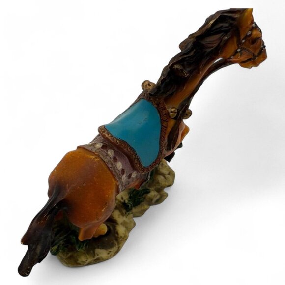 Vintage Hand-Painted Resin Horse Figurine With Saddle Decorative Collectible Uni - Picture 6 of 6